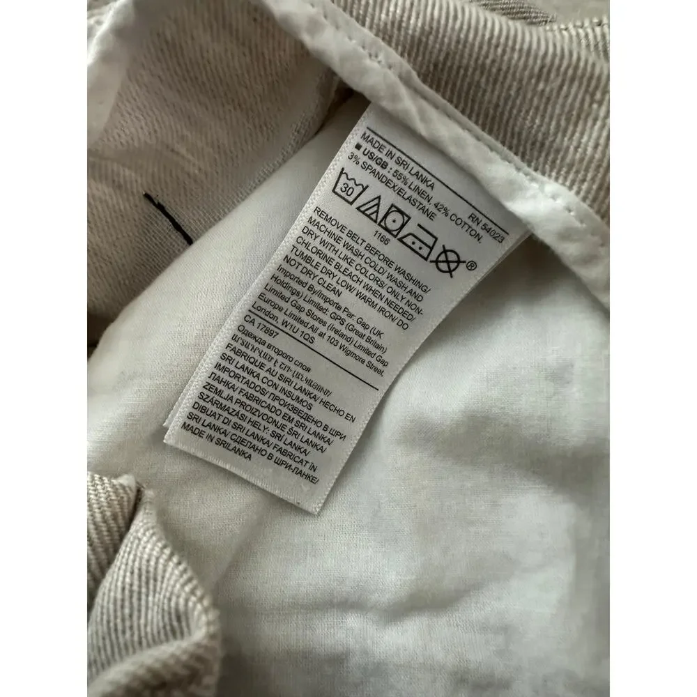 Banana Republic Linen Blend Cream Color Belted Pants Womens Size Small
